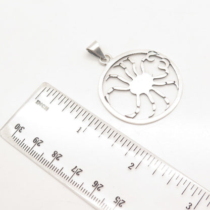 925 Sterling Silver Vintage Mexico "Cancer" Zodiac Sign Round Pendant