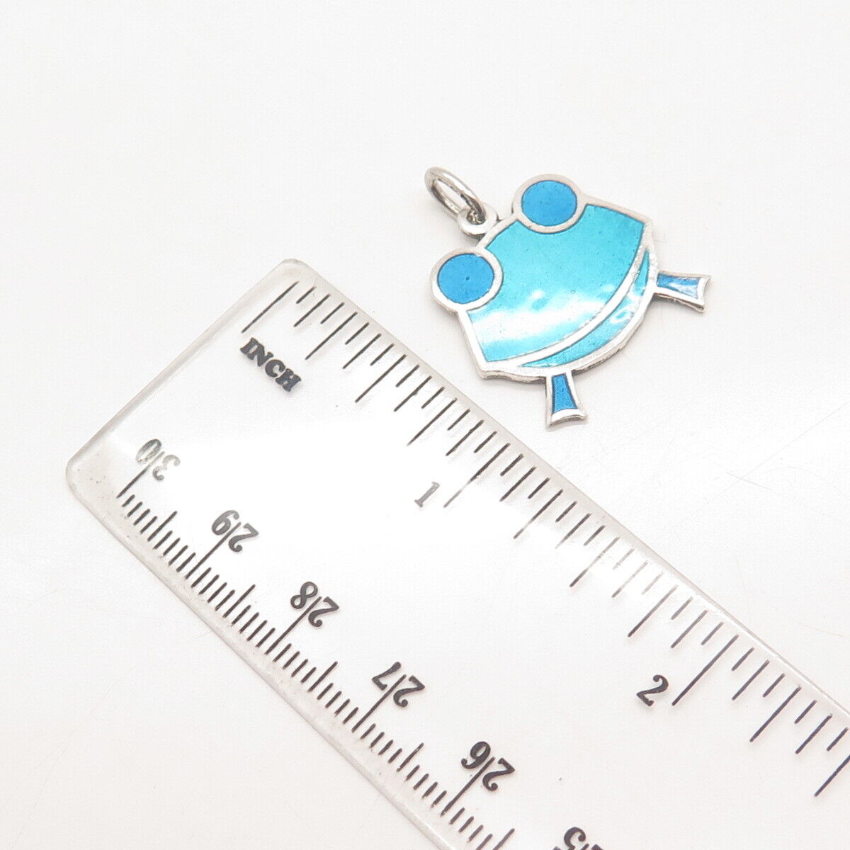 925 Sterling Silver Vintage Enamel Frog For Good Luck Pendant