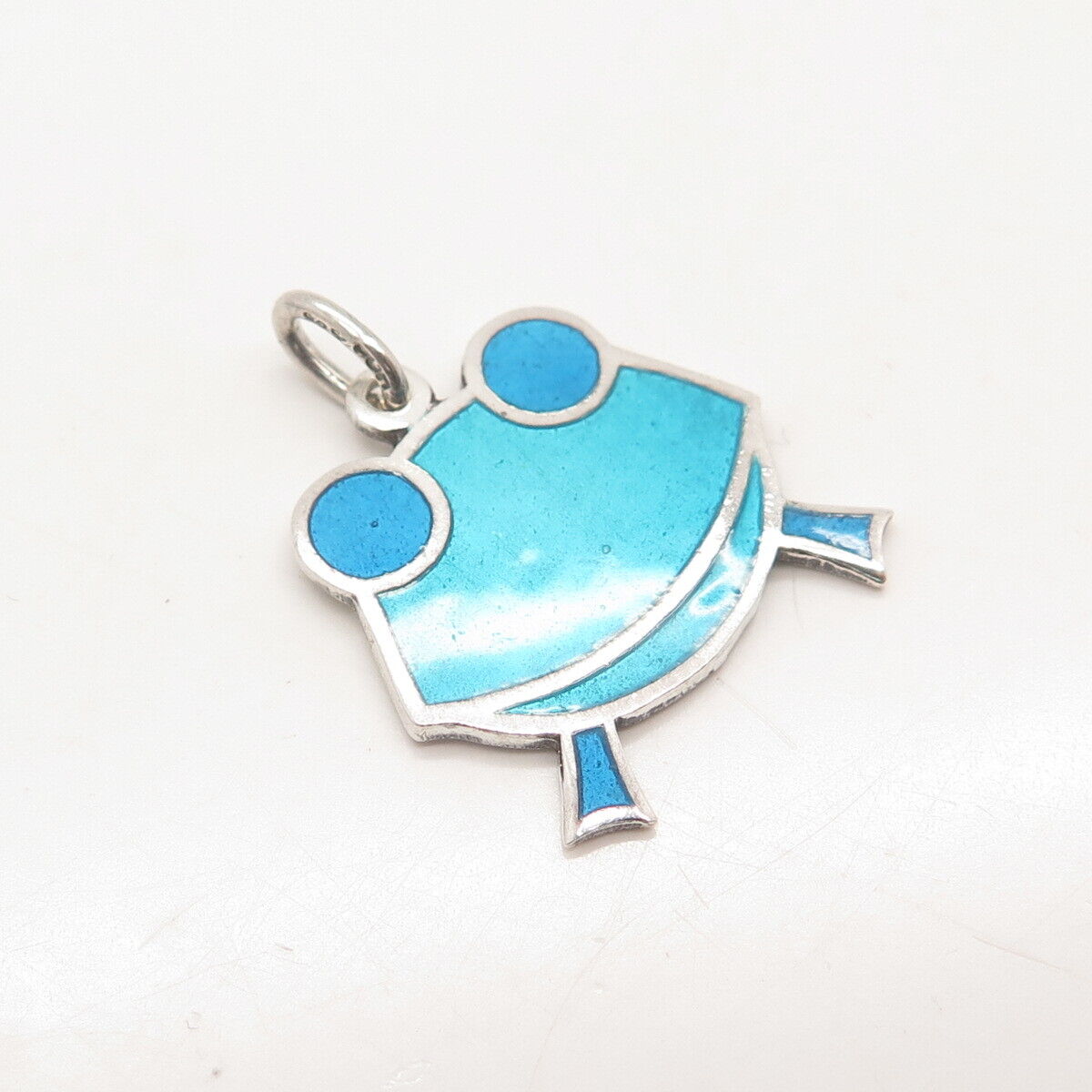 925 Sterling Silver Vintage Enamel Frog For Good Luck Pendant