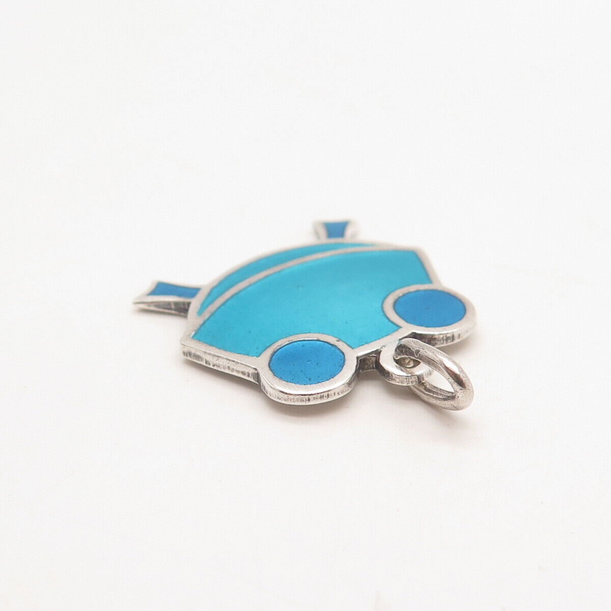 925 Sterling Silver Vintage Enamel Frog For Good Luck Pendant