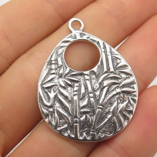 925 Sterling Silver Vintage Bamboo Plant Pendant