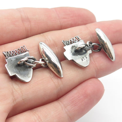 925 Sterling Silver Vintage Aztec Warrior Face Chain Cufflinks