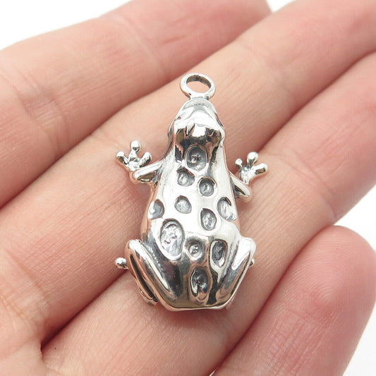 925 Sterling Silver Vintage Frog For Good Luck Pendant