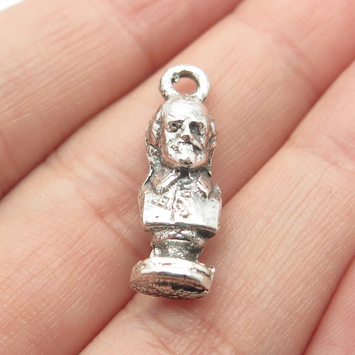 925 Sterling Silver Vintage Male Bust Charm Pendant