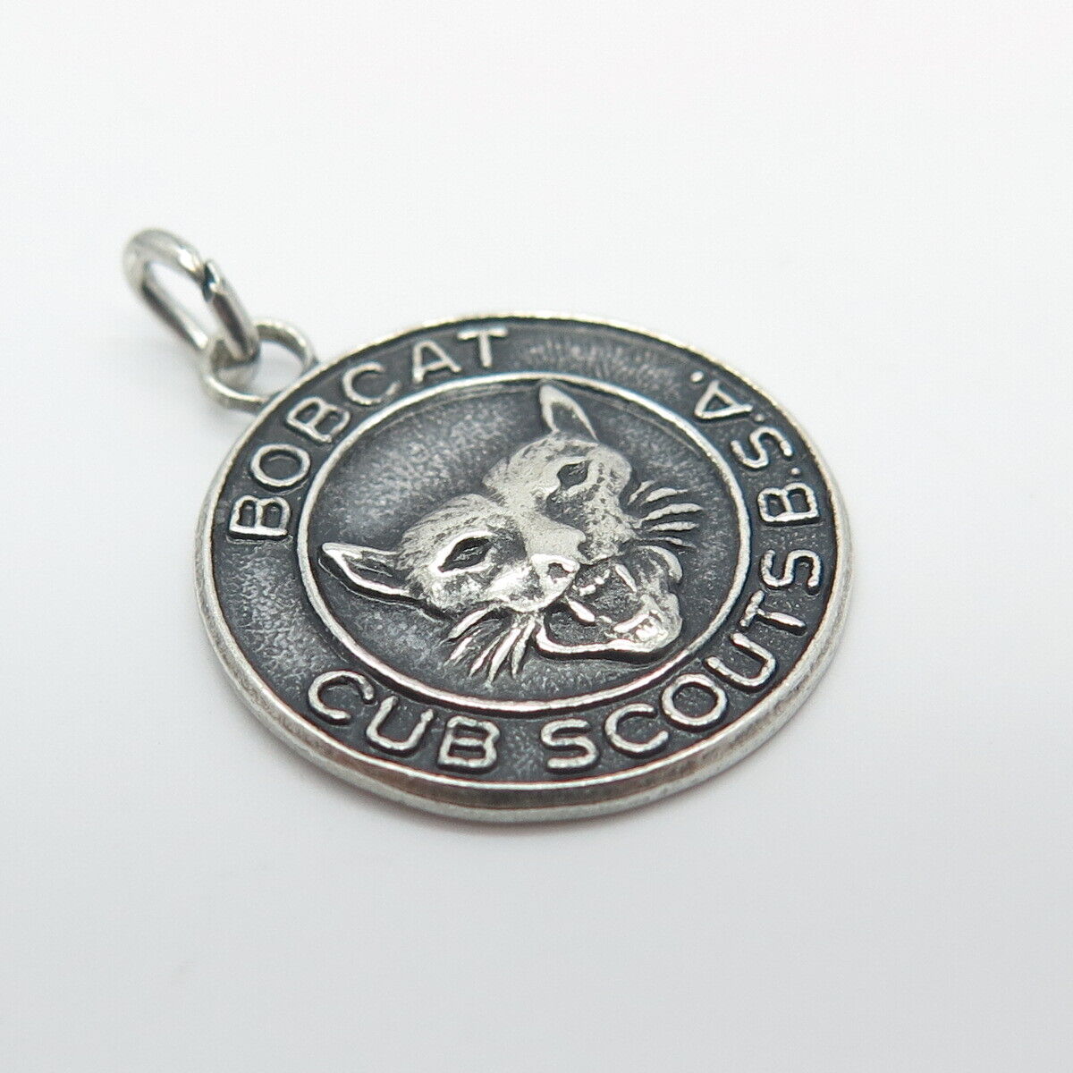 925 Sterling Silver Vintage "Bobcat Cub Scouts BSA" Charm Pendant