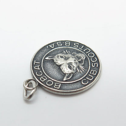 925 Sterling Silver Vintage "Bobcat Cub Scouts BSA" Charm Pendant