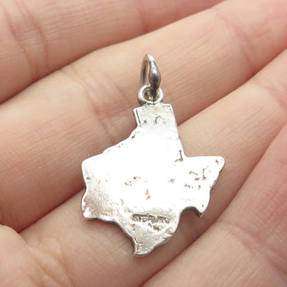 925 Sterling Silver Vintage "Texas" State Map Charm Pendant