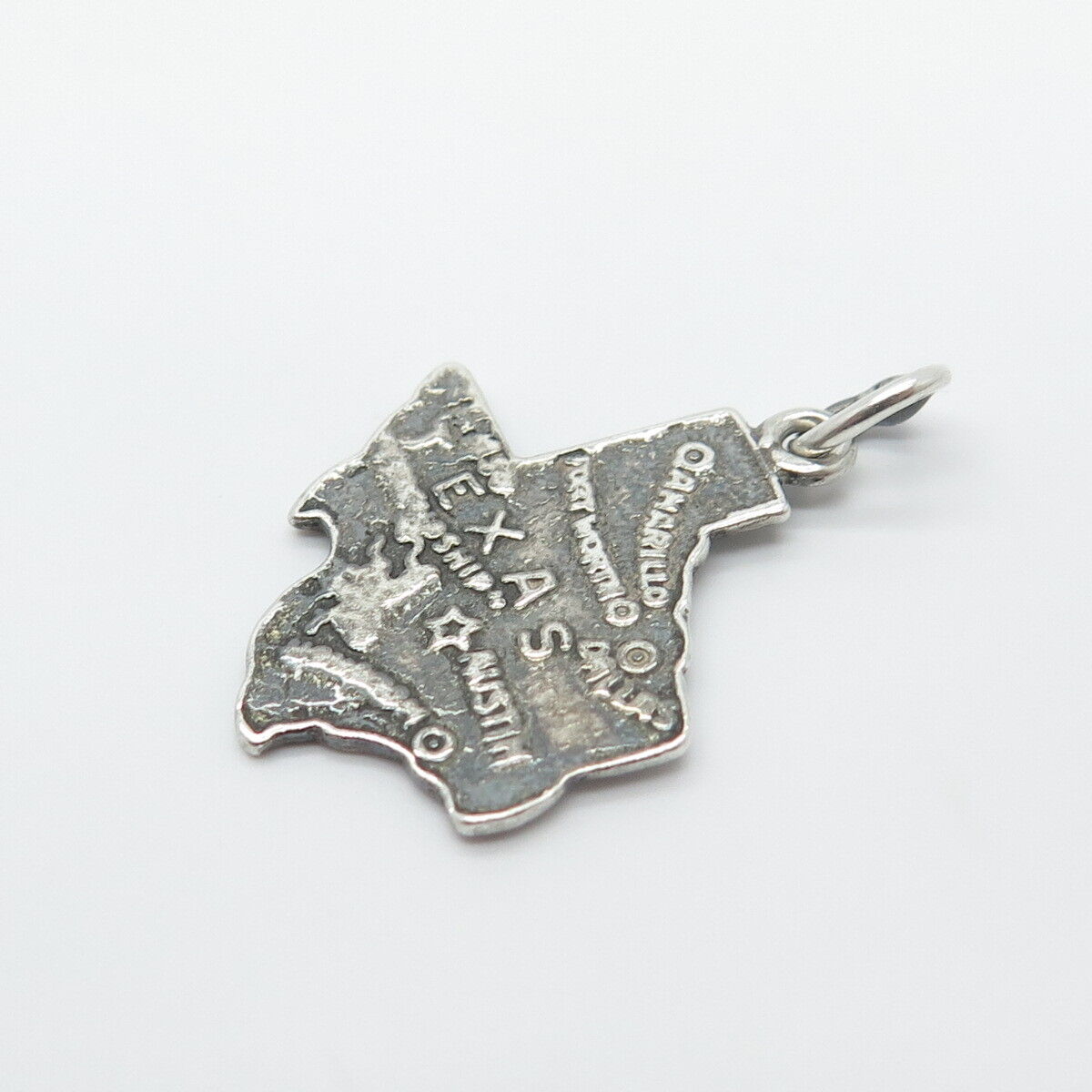 925 Sterling Silver Vintage "Texas" State Map Charm Pendant