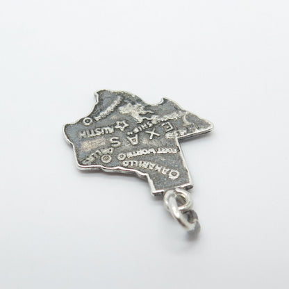 925 Sterling Silver Vintage "Texas" State Map Charm Pendant