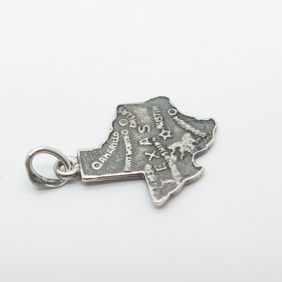 925 Sterling Silver Vintage "Texas" State Map Charm Pendant