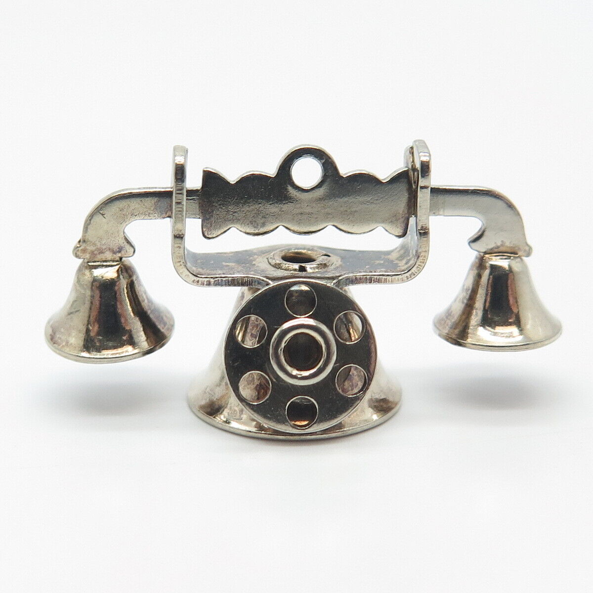 925 Sterling Silver Vintage P & B Old Telephone 3D Charm Pendant