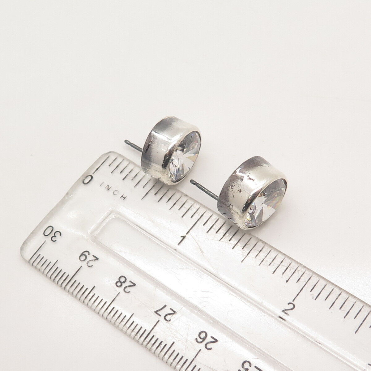 925 Sterling Silver C Z Round Stud Earrings