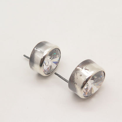 925 Sterling Silver C Z Round Stud Earrings