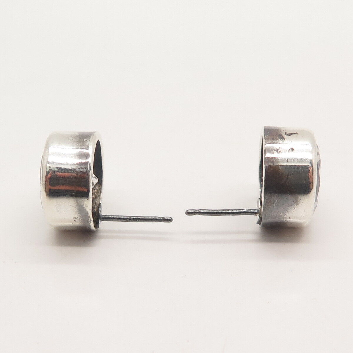 925 Sterling Silver C Z Round Stud Earrings