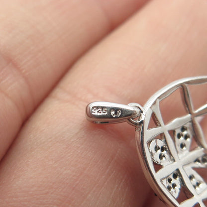 925 Sterling Silver Lab-Created Sapphire & C Z Cage Pendant