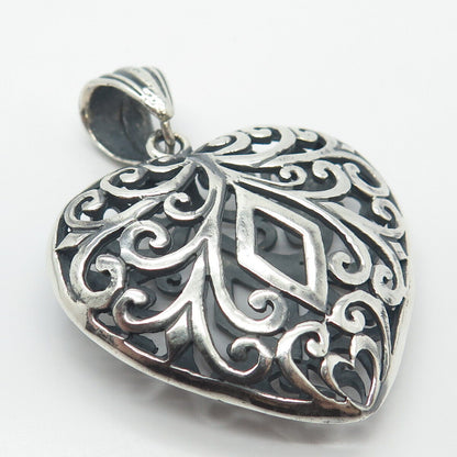 925 Sterling Silver Vintage Ornate Heart Pendant