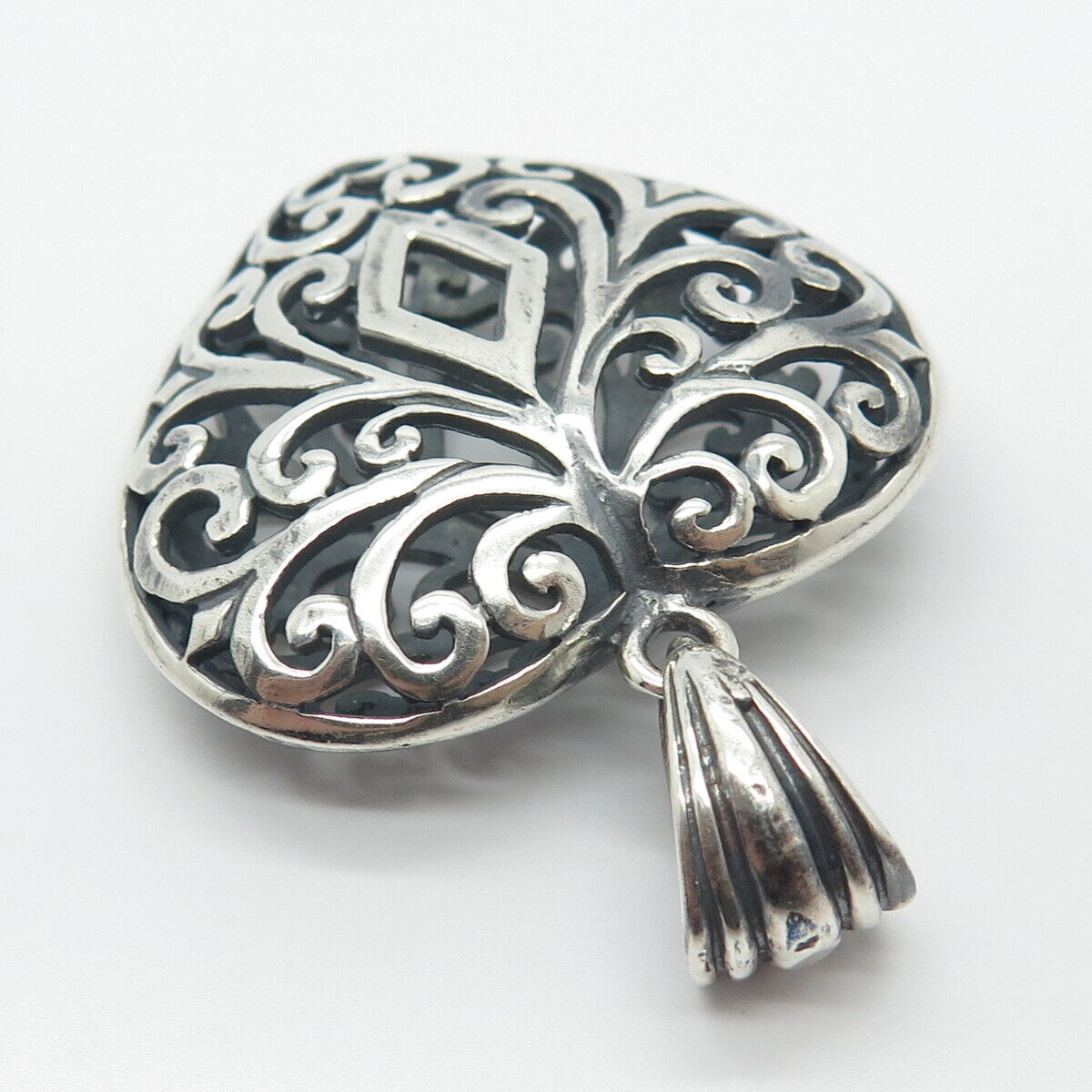 925 Sterling Silver Vintage Ornate Heart Pendant