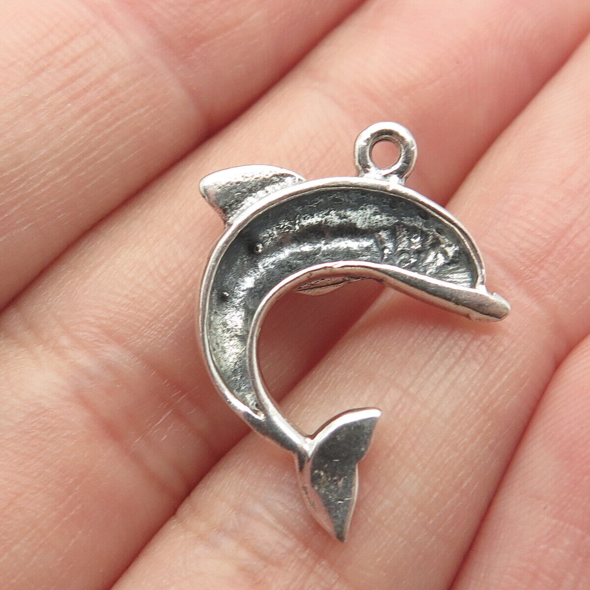 925 Sterling Silver Vintage Friendly Dolphin Charm Pendant