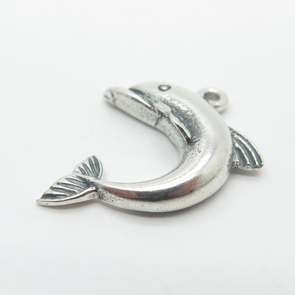 925 Sterling Silver Vintage Friendly Dolphin Charm Pendant