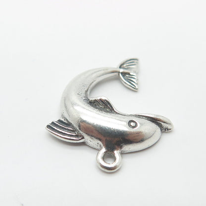 925 Sterling Silver Vintage Friendly Dolphin Charm Pendant