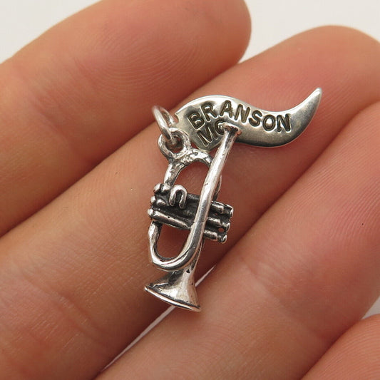 925 Sterling Silver Vintage Branson Mo Musical Trumpet Pendant