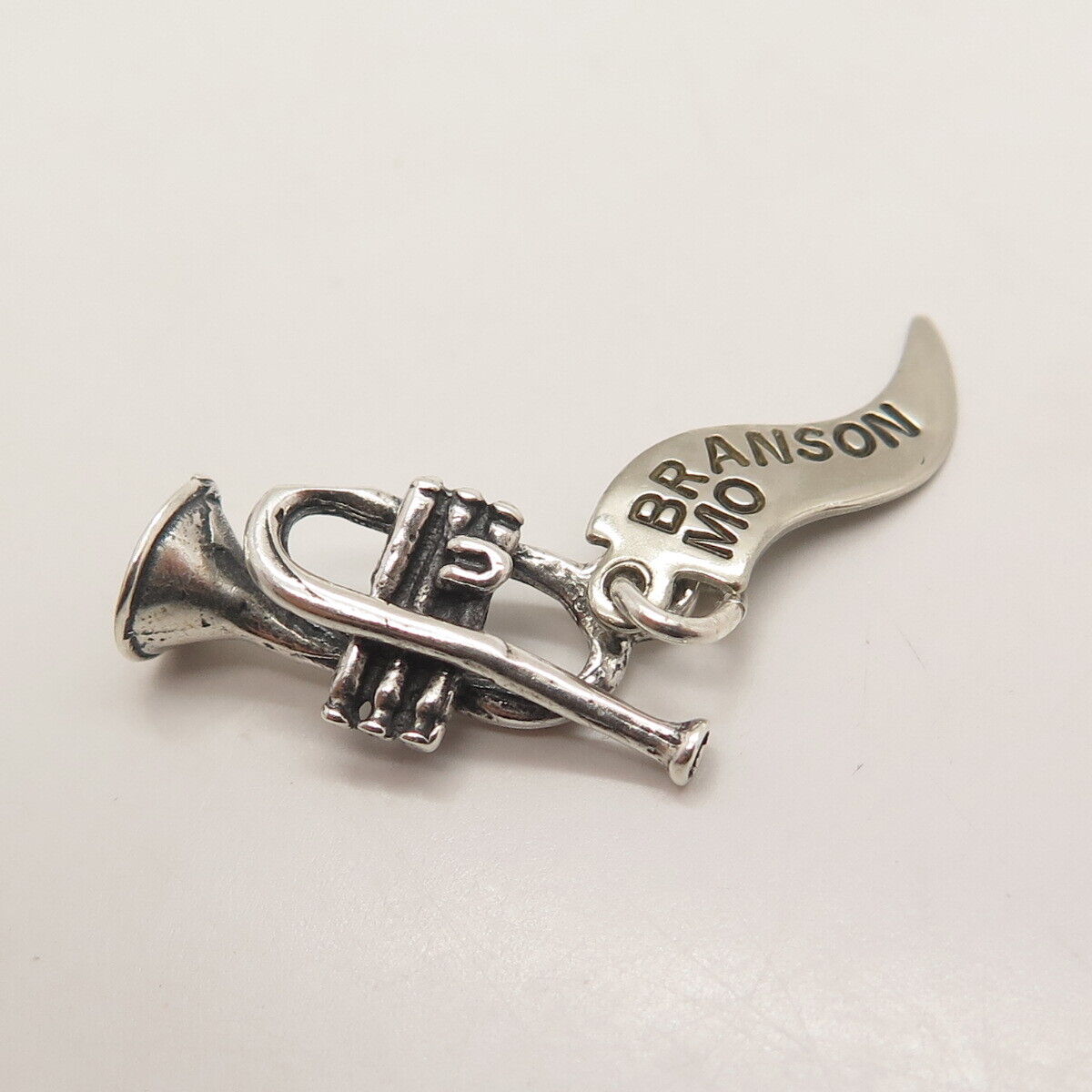 925 Sterling Silver Vintage Branson Mo Musical Trumpet Pendant