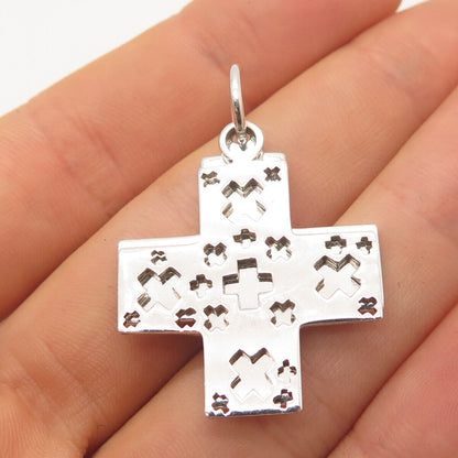 925 Sterling Silver Vintage Double Cross Pendant