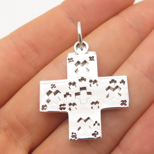 925 Sterling Silver Vintage Double Cross Pendant