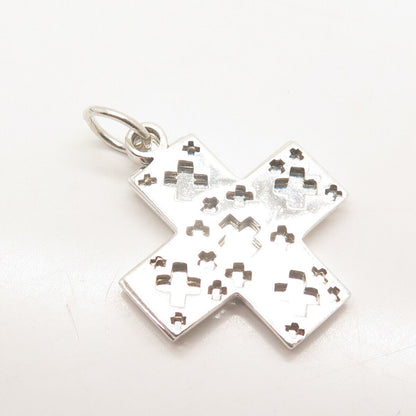 925 Sterling Silver Vintage Double Cross Pendant