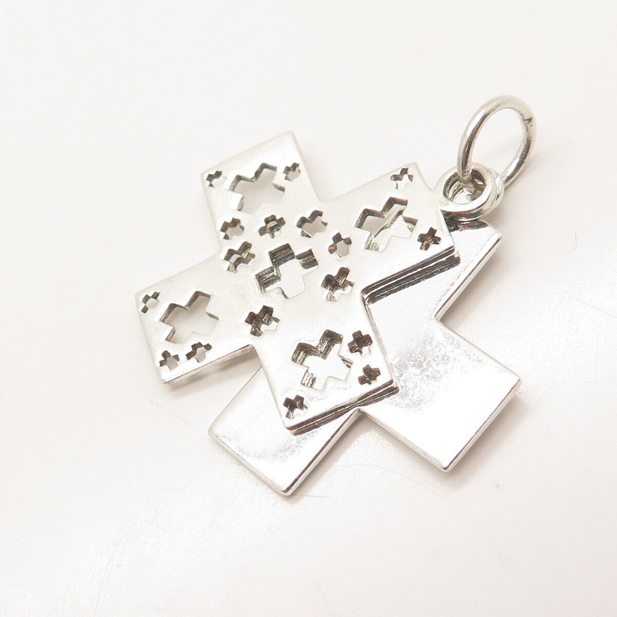 925 Sterling Silver Vintage Double Cross Pendant