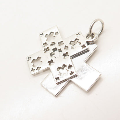 925 Sterling Silver Vintage Double Cross Pendant