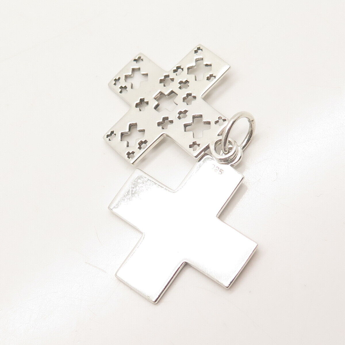 925 Sterling Silver Vintage Double Cross Pendant