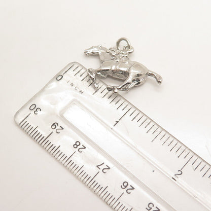 925 Sterling Silver Vintage Horse & Rider 3D Charm Pendant