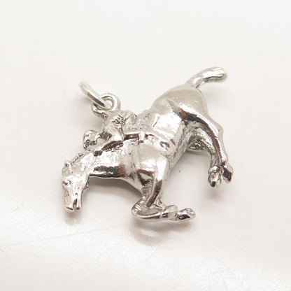 925 Sterling Silver Vintage Horse & Rider 3D Charm Pendant