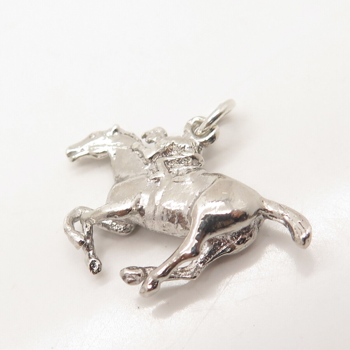 925 Sterling Silver Vintage Horse & Rider 3D Charm Pendant