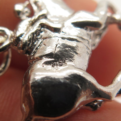 925 Sterling Silver Vintage Horse & Rider 3D Charm Pendant