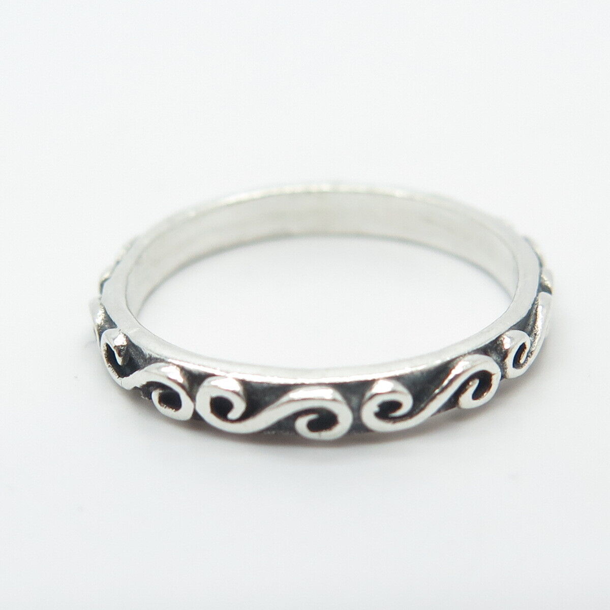 925 Sterling Silver Vintage Swirl Band Ring Size 5
