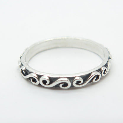 925 Sterling Silver Vintage Swirl Band Ring Size 5