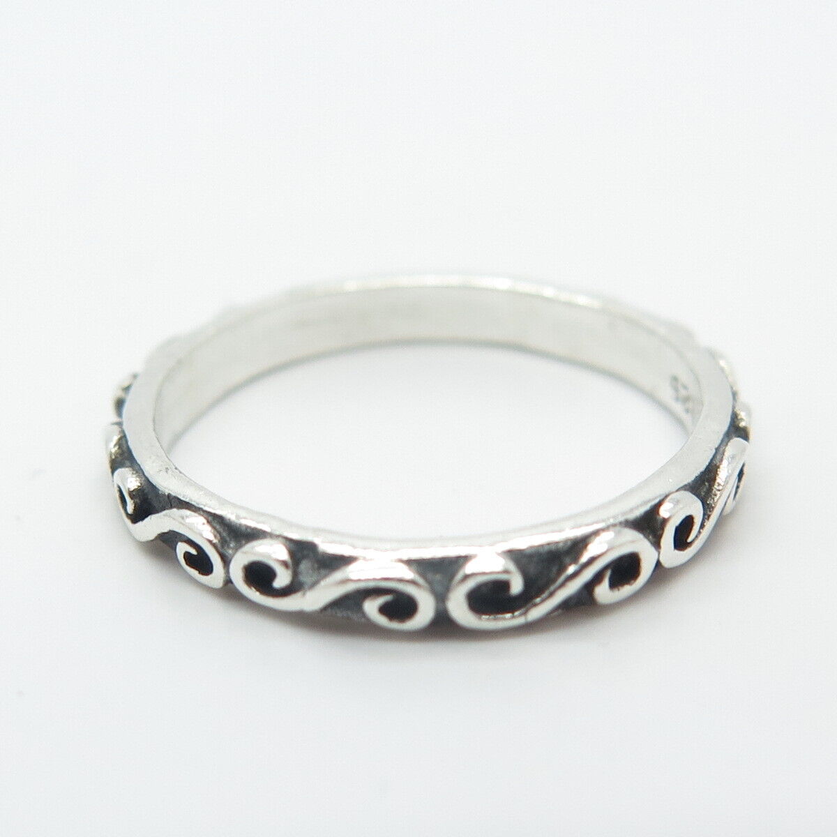 925 Sterling Silver Vintage Swirl Band Ring Size 5