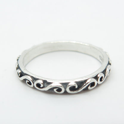 925 Sterling Silver Vintage Swirl Band Ring Size 5