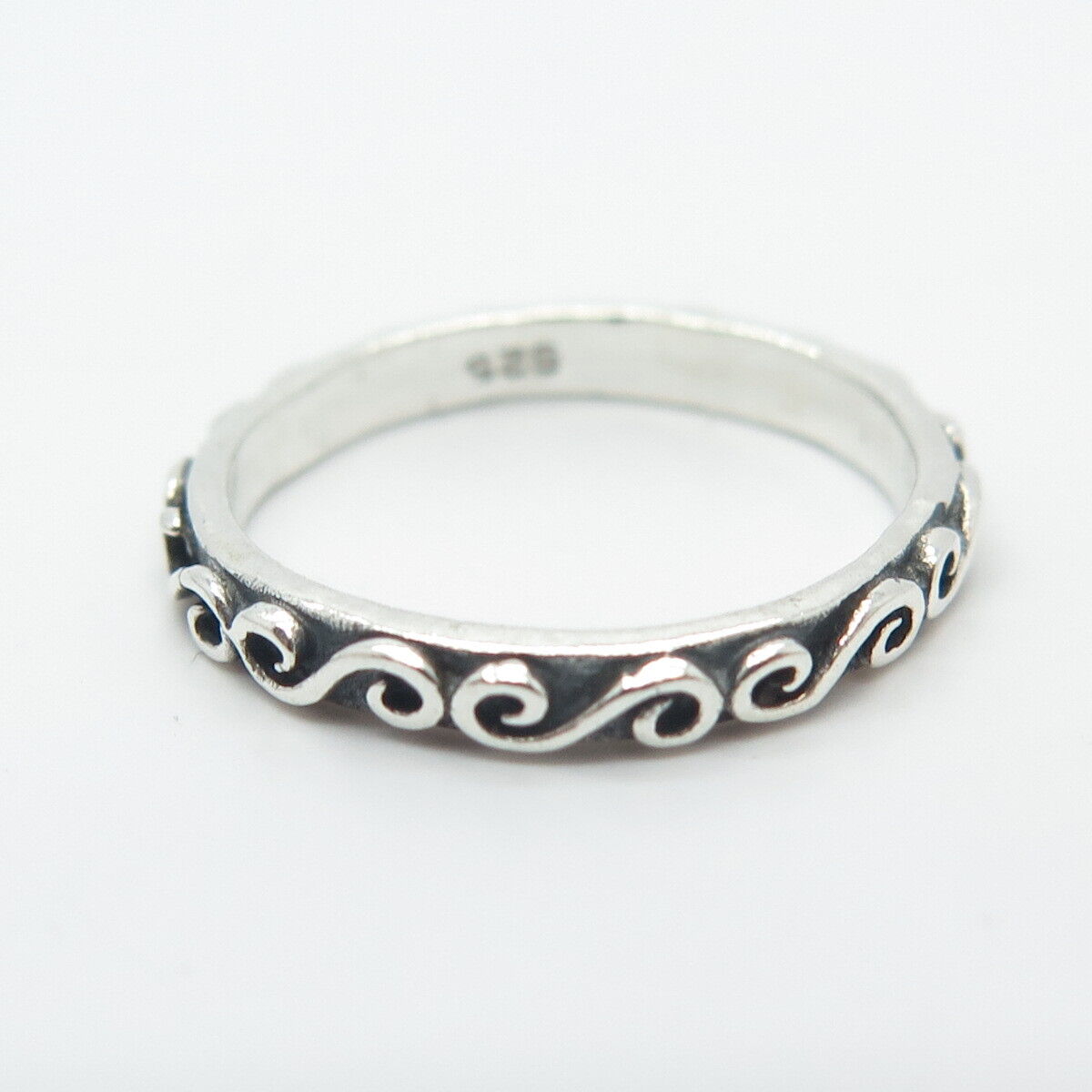 925 Sterling Silver Vintage Swirl Band Ring Size 5