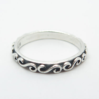 925 Sterling Silver Vintage Swirl Band Ring Size 5