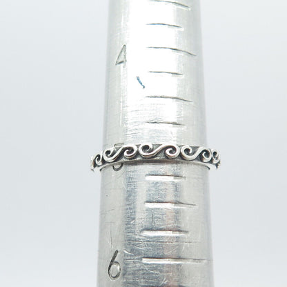 925 Sterling Silver Vintage Swirl Band Ring Size 5