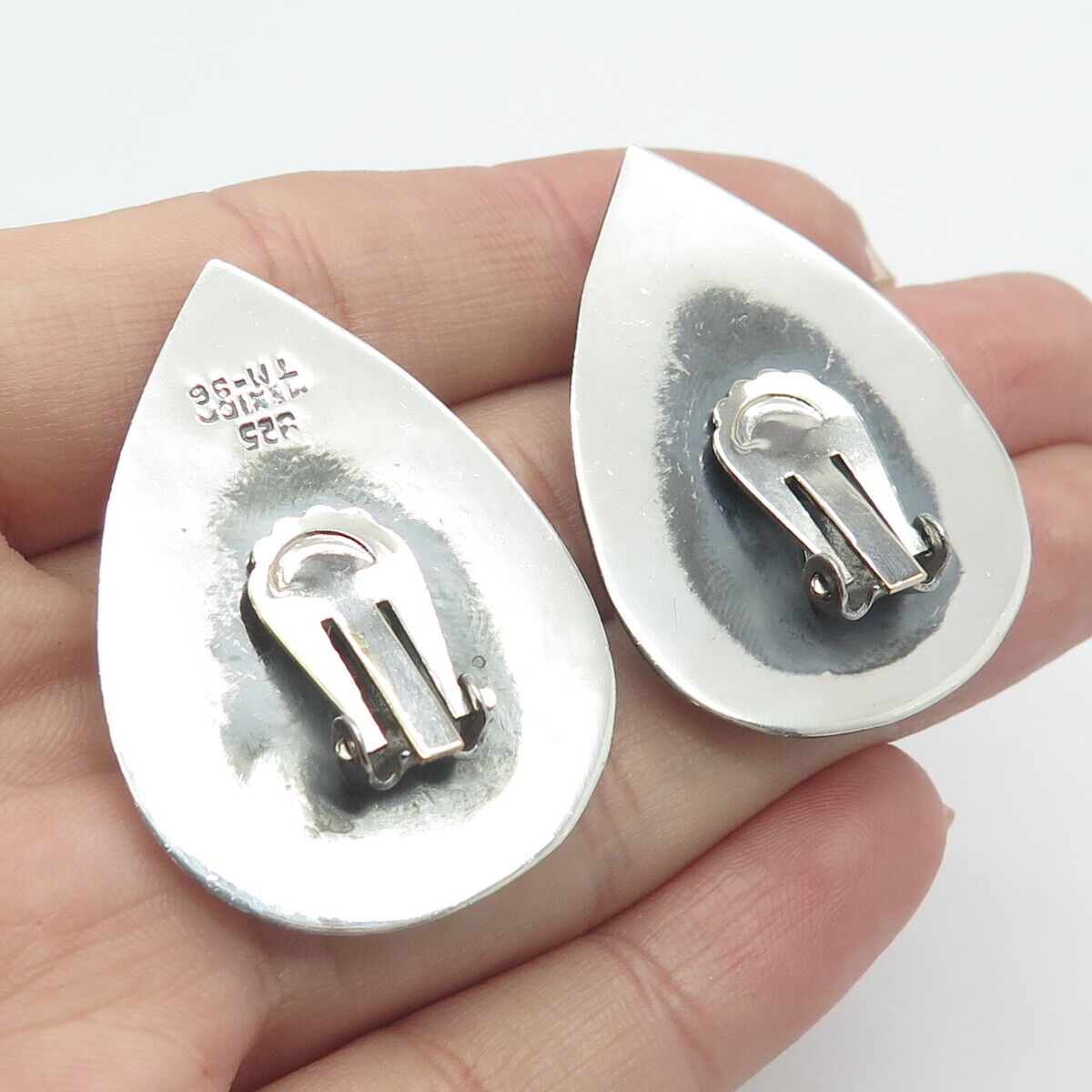 925 Sterling Silver Vintage Mexico Clip On Earrings