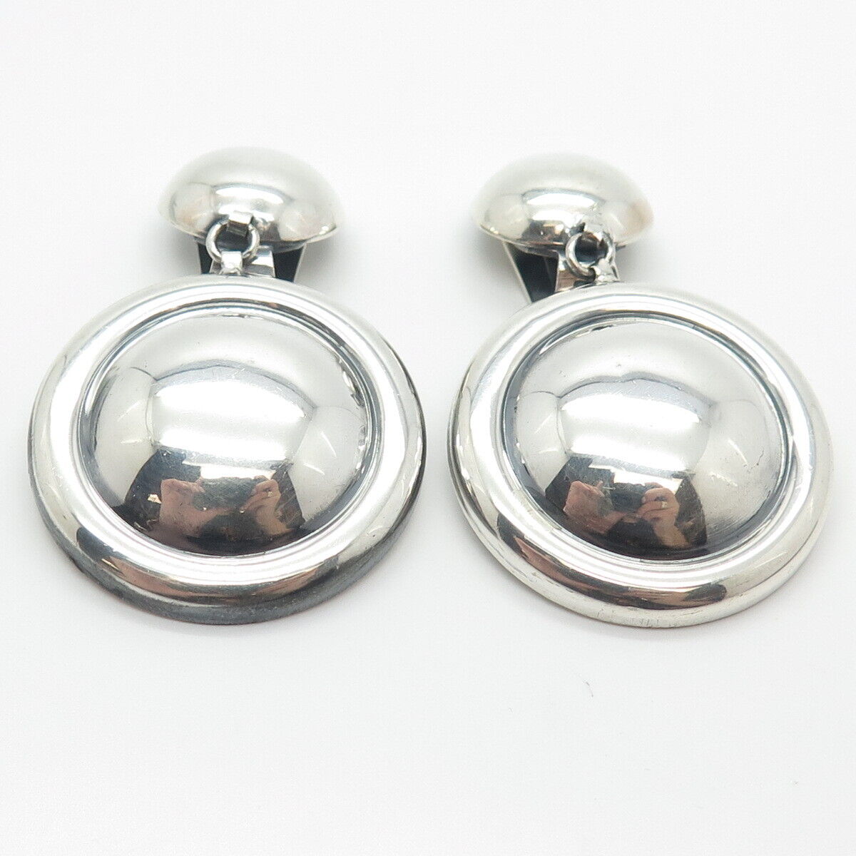 925 Sterling Silver Vintage Italy Round Dangling Earrings