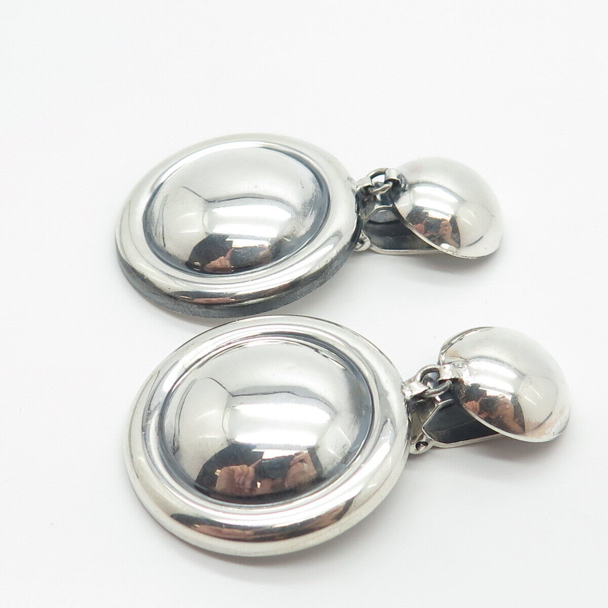 925 Sterling Silver Vintage Italy Round Dangling Earrings