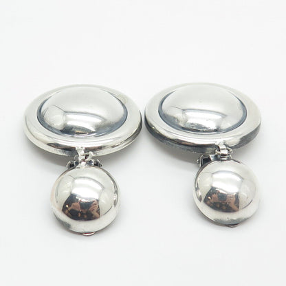 925 Sterling Silver Vintage Italy Round Dangling Earrings