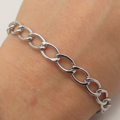 925 Sterling Silver Vintage Cable Link Bracelet 7.25"