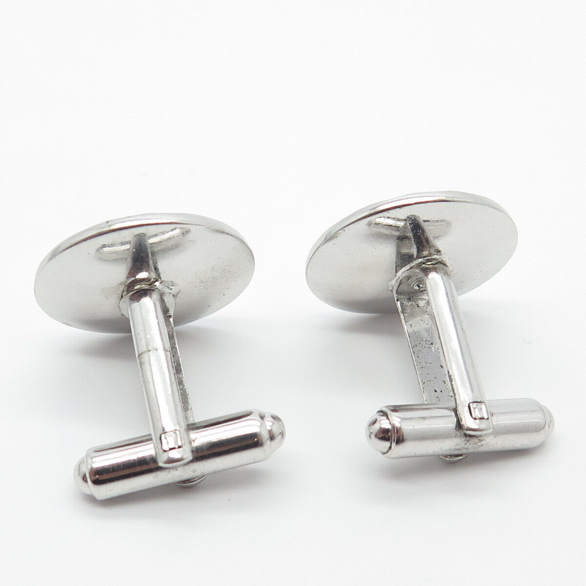 925 Sterling Silver Vintage Real Hematite Gem Cufflinks