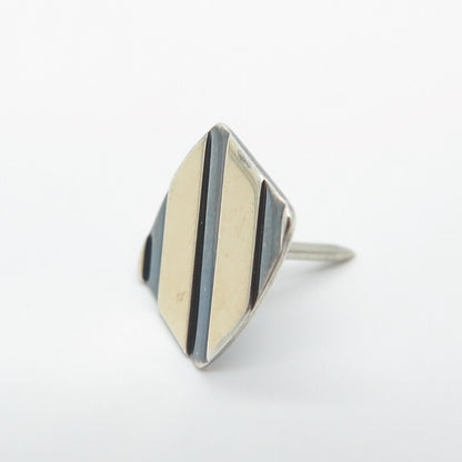 925 Sterling Silver / 14 K Gold Vintage Simmons Banded Minimalist Lapel Pin